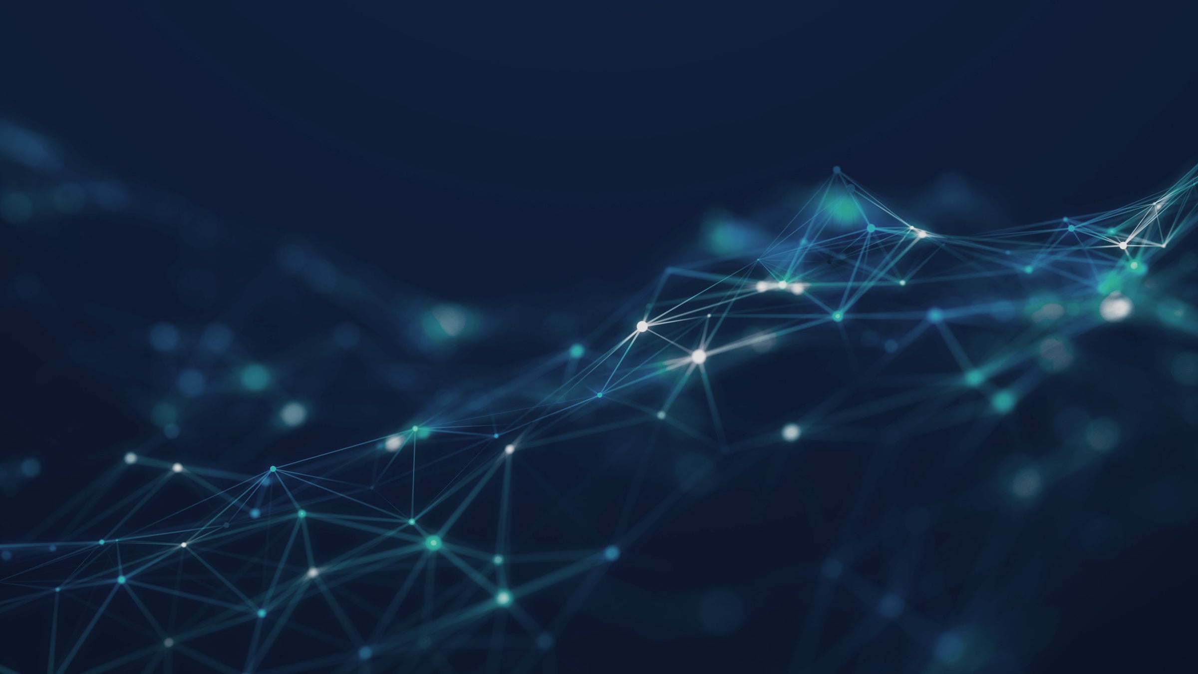 Abstract network or data connection design with blue dots and lines on a dark background